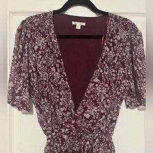 Purple, floral side tie dress